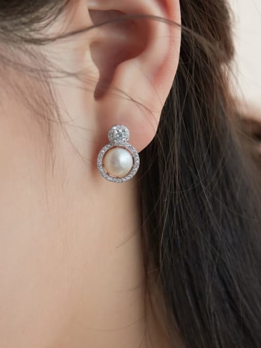 STL-Silver Jewelry 925 Sterling Silver Cubic Zirconia Geometric Dainty Stud Earring 1