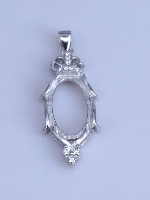 Supply 925 Sterling Silver 18K White Gold Plated Oval Pendant Setting Stone size: 11*18mm 0