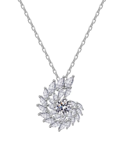 A&T Jewelry 925 Sterling Silver Cubic Zirconia Flower Luxury Necklace 3
