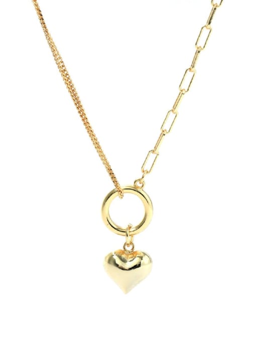 YUANFAN 925 Sterling Silver Heart Minimalist Asymmetrical  Chain Necklace 3