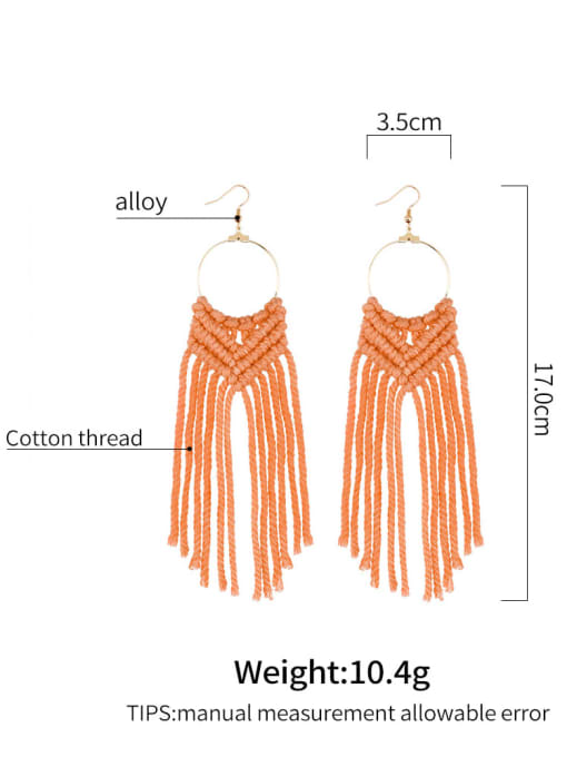 JMI Alloy cotton hand-woven tassel bohemian Hand-woven  drop earrings 3