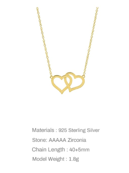 YUANFAN 925 Sterling Silver Hollow  Heart Minimalist Necklace 2