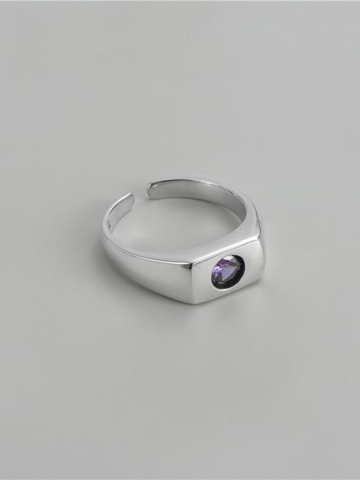 purple 925 Sterling Silver Cubic Zirconia Geometric Trend Band Ring