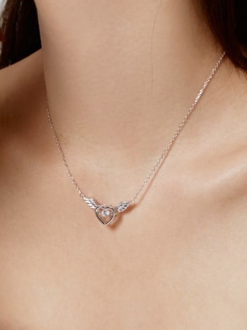 STL-Silver Jewelry 925 Sterling Silver Cubic Zirconia Heart Minimalist Necklace 2