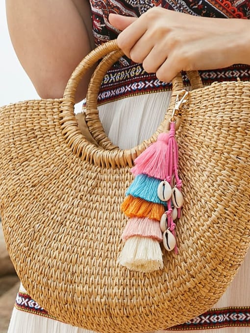 JMI Alloy Conch Cotton Rope Tassel Bohemia Hand-Woven Bag Pendant 1
