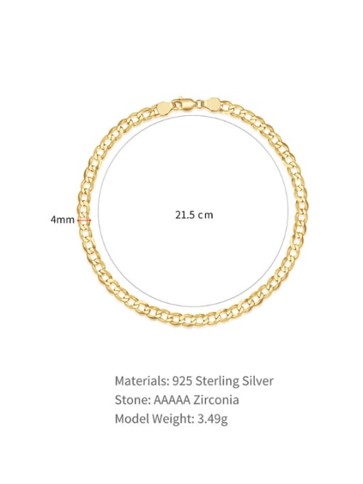 YUANFAN 925 Sterling Silver Geometric Chain Minimalist Link Bracelet 2