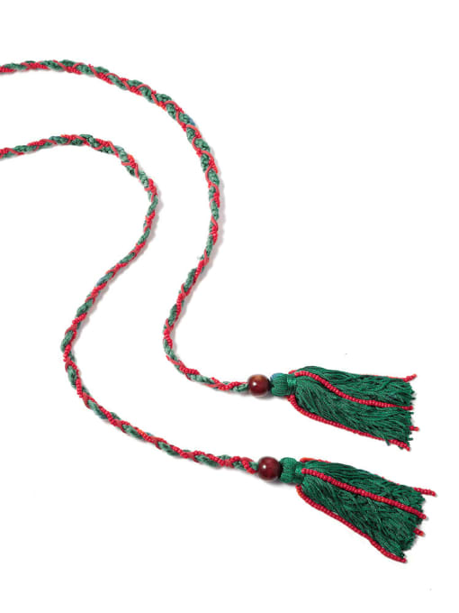 N70241 Bead Cotton Rope Cotton Tassel Artisan Long Belt/ Headband /Strand Necklace