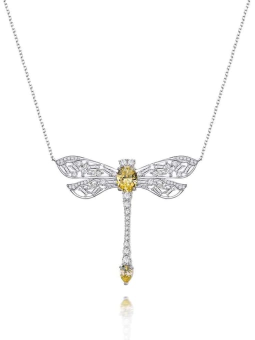 A&T Jewelry 925 Sterling Silver High Carbon Diamond Dragonfly Luxury Necklace 0
