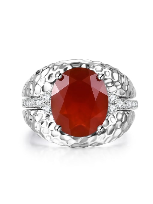 Red agate 925 Sterling Silver Carnelian Heart Vintage Band Ring