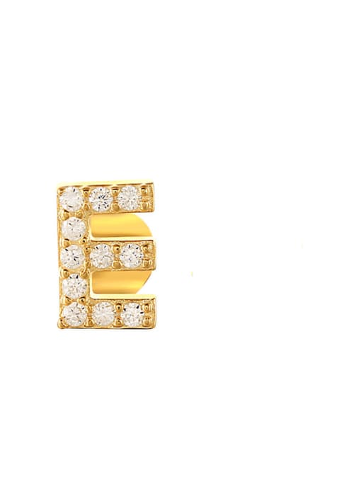 Gold E 925 Sterling Silver Cubic Zirconia Letter Dainty Stud Earring