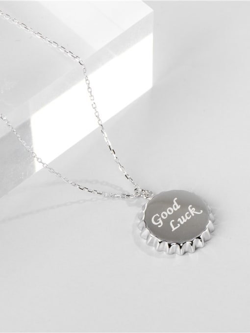 ARTTI 925 Sterling Silver Round Letter" GOOD LUCK" Minimalist Necklace 1