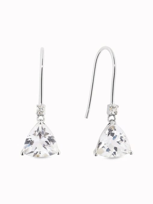 Platinum 925 Sterling Silver Cubic Zirconia Triangle Minimalist Hook Earring
