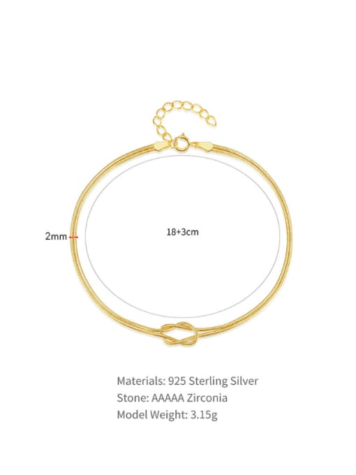 YUANFAN 925 Sterling Silver Double Layer Chain Minimalist Strand Bracelet 2