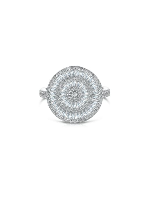 Platinum+White DY120967 S W WH 925 Sterling Silver Cubic Zirconia Geometric Luxury Cocktail Ring