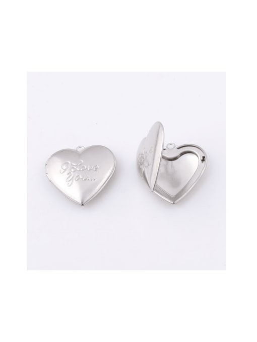 Steel color Stainless Steel Love You Photo Box Couple Pendant