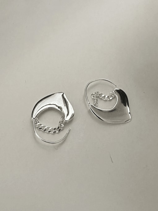 2ES44 Silver 925 Sterling Silver Heart Minimalist Huggie Earring