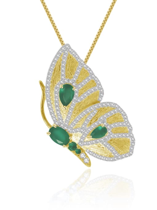 ZXI-SILVER JEWELRY 925 Sterling Silver Carnelian Butterfly Vintage Necklace