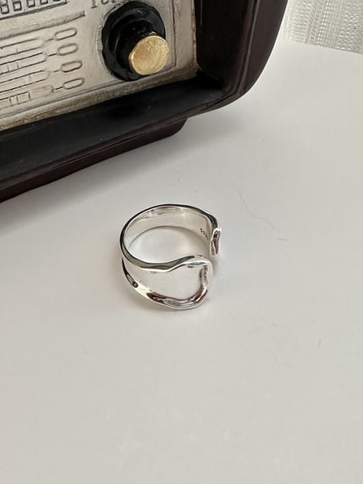 8JZ52 925 Sterling Silver Geometric Vintage Band Ring