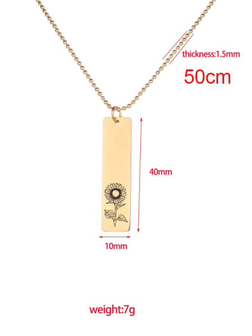 MEN PO Stainless steel Rectangle Flowers Minimalist Necklace 2