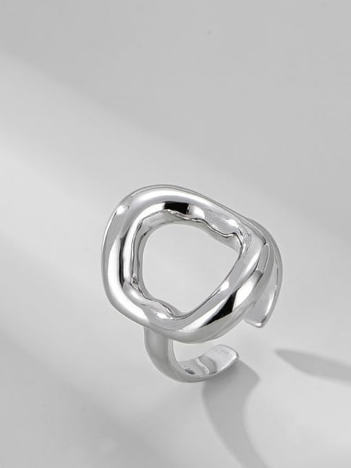 Platinum geometric hollow ring 925 Sterling Silver Hollow Geometric Minimalist Band Ring