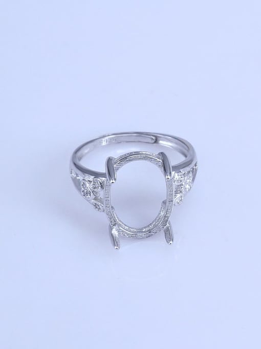 Supply 925 Sterling Silver 18K White Gold Plated Geometric Ring Setting Stone size: 8*10 9*11 11*15 13*17 14*19MM 0