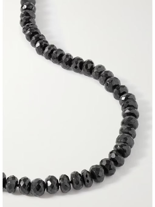 W.BEADS Titanium Steel Natural Stone Black Geometric Trend Beaded Necklace 2