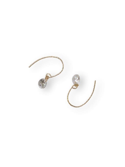ZEMI 925 Sterling Silver Cubic Zirconia Round Dainty Hook Earring