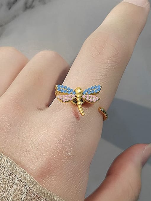 PNJ-Silver 925 Sterling Silver Cubic Zirconia Rotating Dragonfly Cute Band Ring 1