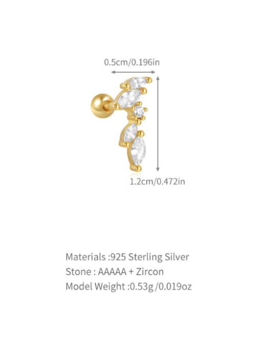 Single Gold 7 925 Sterling Silver Cubic Zirconia Geometric Dainty Single Earring
