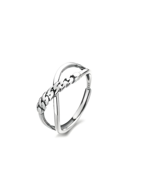 TAIS 925 Sterling Silver Twist Cross Vintage Band Ring 0