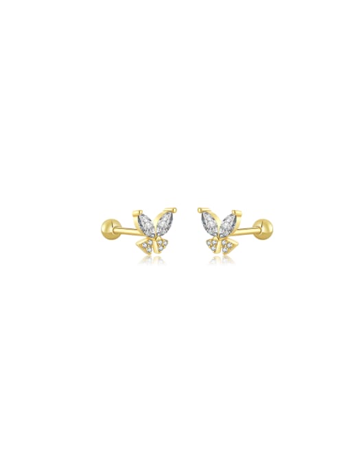 MZ- Silver 925 Sterling Silver Cubic Zirconia Butterfly Dainty Stud Earring 0