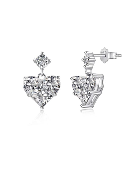 Platinum +white DY110259 S W WH 925 Sterling Silver Cubic Zirconia Heart Dainty Drop Earring