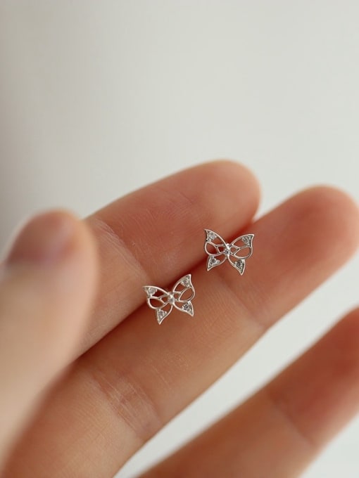 ZEMI 925 Sterling Silver Cubic Zirconia Butterfly Minimalist Stud Earring 0
