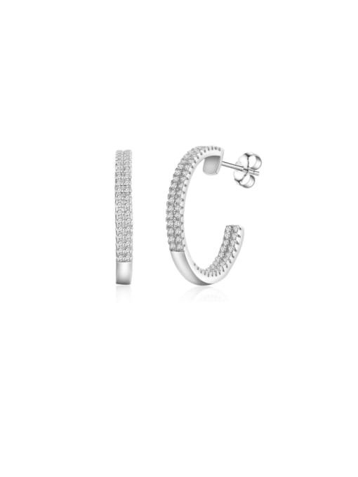 A&T Jewelry 925 Sterling Silver Cubic Zirconia Geometric Dainty Cluster Earring 0