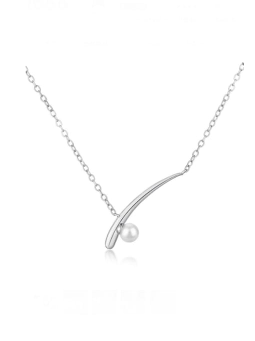 STL-Silver Jewelry 925 Sterling Silver Imitation Pearl Irregular Minimalist Necklace 2