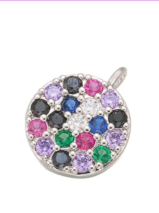 Platinum Bronze Small Circle Necklace Pendant with Micro Setting Fancy Diamonds