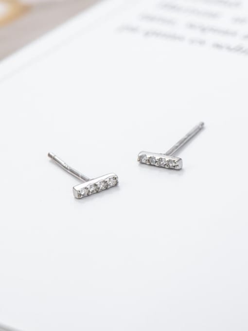 Small Earrings 925 Sterling Silver Cubic Zirconia Geometric Minimalist Stud Earring