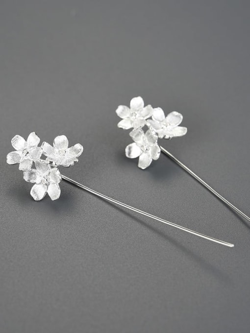 silver 925 Sterling Silver Forget-me-not vertical unique design handmade Artisan Stud Earring