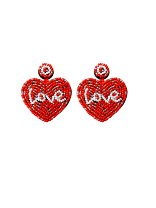 E68874 red Tila Bead Multi Color Tassel Bohemia Pure handmade Weave Earring
