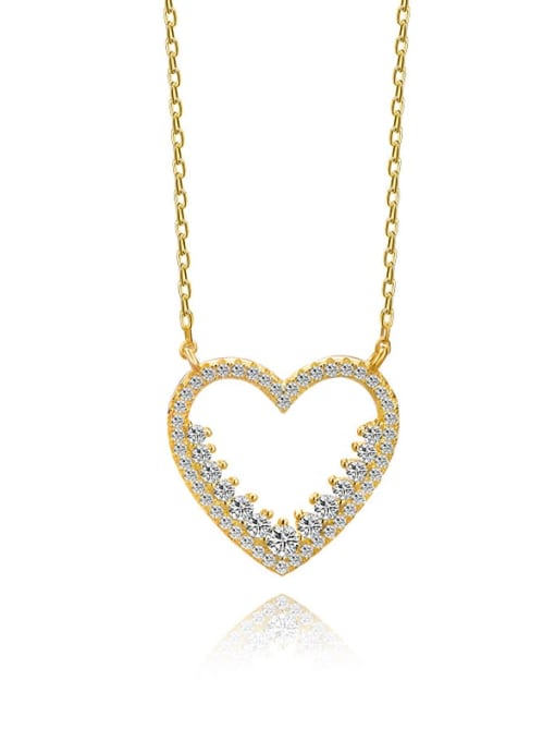 golden 925 Sterling Silver Cubic Zirconia Heart Minimalist Necklace