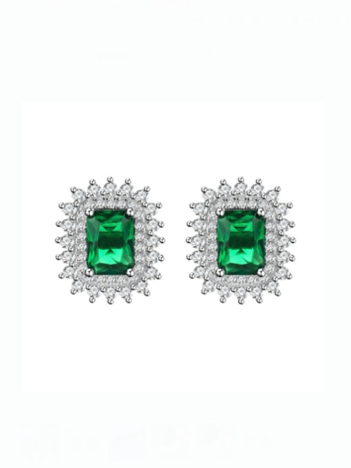 A&T Jewelry 925 Sterling Silver Cubic Zirconia Square Luxury Stud Earring