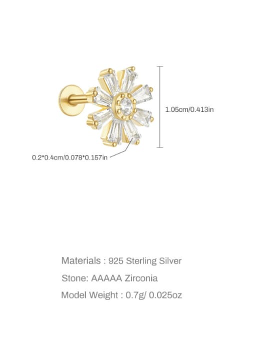 Single Gold 6 925 Sterling Silver Cubic Zirconia Geometric Trend Single Earring