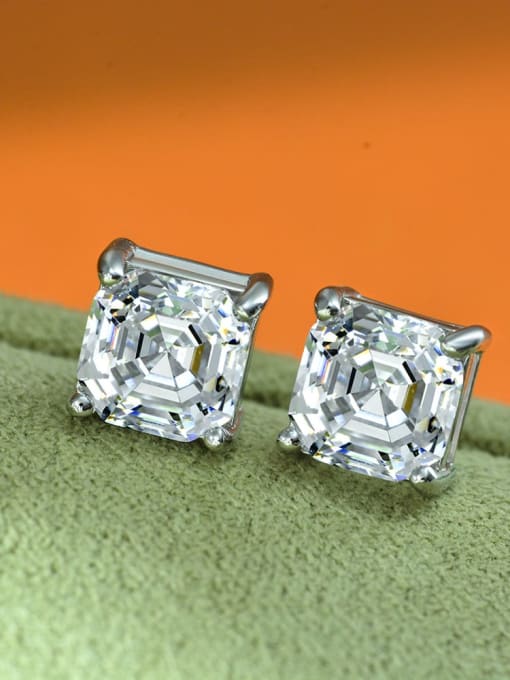 A&T Jewelry 925 Sterling Silver High Carbon Diamond Geometric Luxury Stud Earring 2