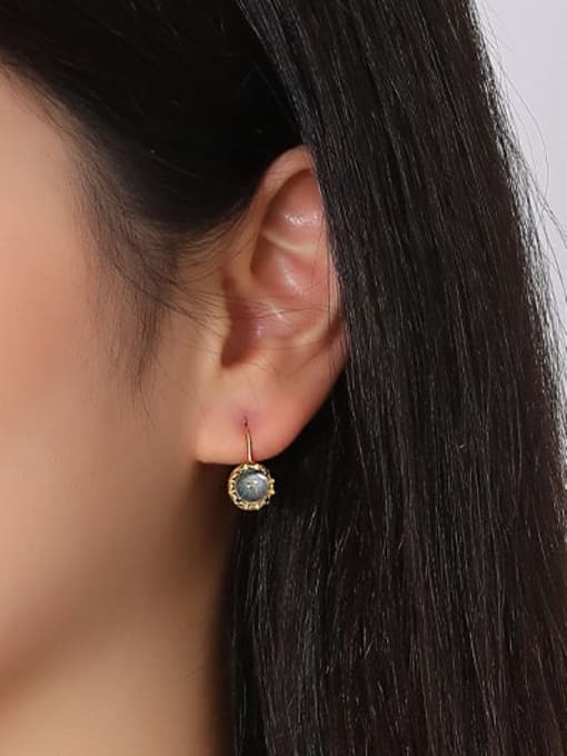 YUANFAN 925 Sterling Silver Moonstone Geometric Dainty Hook Earring 1