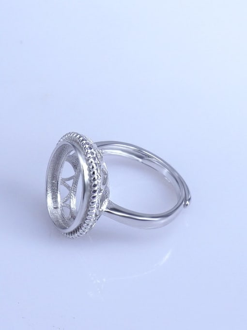 Supply 925 Sterling Silver 18K White Gold Plated Geometric Ring Setting Stone size: 11*15mm 1