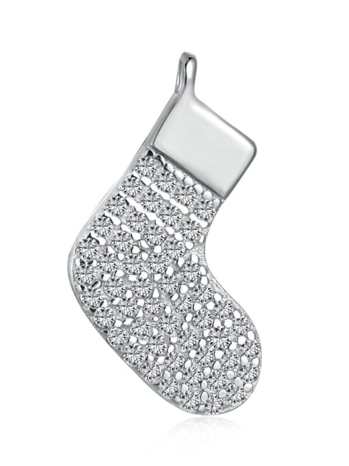 DY130061 S W WH 925 Sterling Silver Cubic Zirconia Irregular Cute  Shoes Pendant
