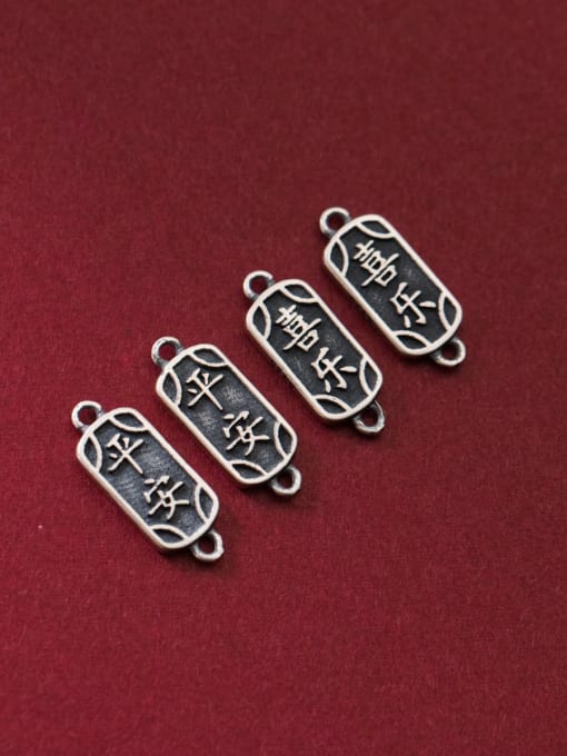 FAN S925 plain silver old double hole printing hand row diy hand string semi-finished product 1