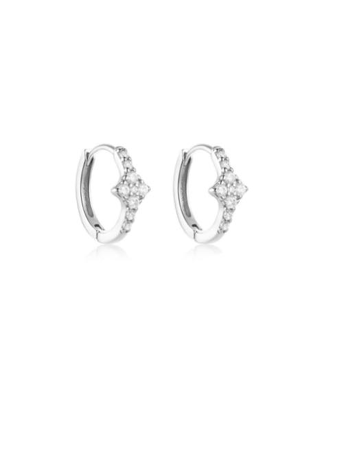 Platinum 925 Sterling Silver Cubic Zirconia Cross Dainty Huggie Earring