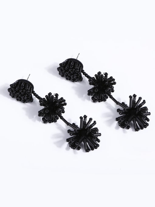 JMI Alloy Bead Flower Bohemia Hand-Woven Drop Earring 2