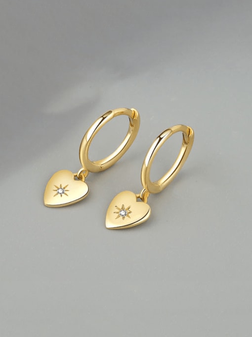 18k Gold 925 Sterling Silver Cubic Zirconia Heart Minimalist Huggie Earring